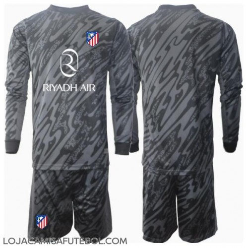 Camisa de Futebol Atletico Madrid Goleiro Equipamento Principal Infantil 2024-25 Manga Comprida (+ Calças curtas)